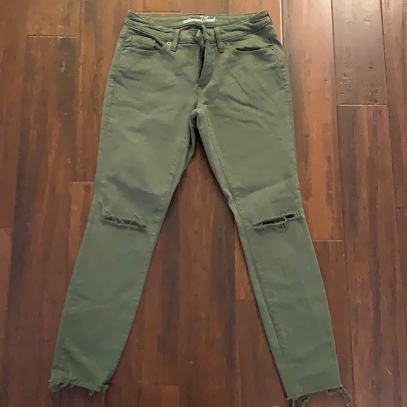 Olive Greens Distressed Mid Rise Jeggings - Picture 1 of 4